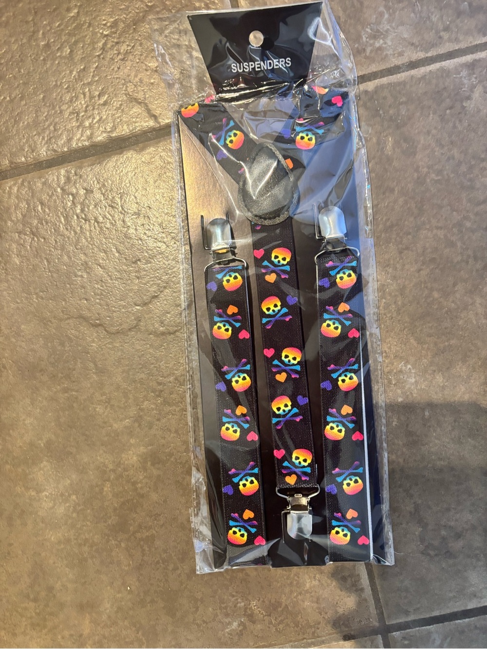 Kids Black Emoji Skull Suspenders